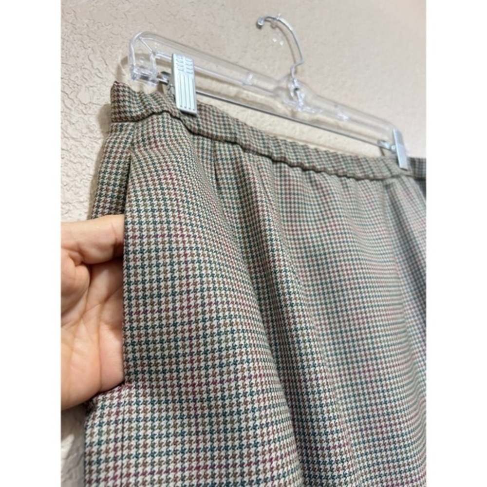 Pendleton 14 Vintage Wool Maxi Skirt Brown Houndstooth Plaid Dark Academia USA - Picture 8 of 12